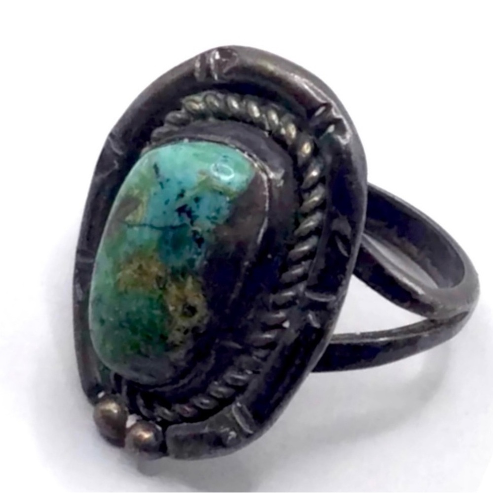 Navajo, Old Pawn 1950s “Pilot Mountain” Turquoise Sterling Silver